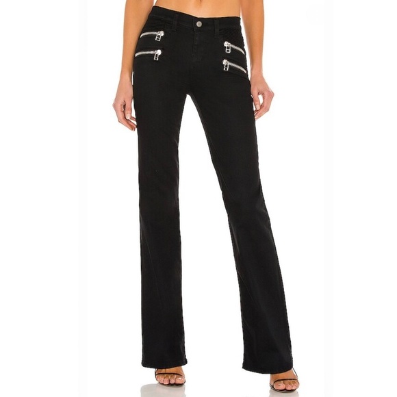 REVOLVE Lovers + Friends Bailey Flare Moto Jean in Black - Picture 2 of 8